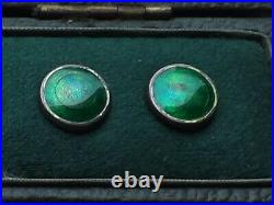 Stunning Set 6 x Silver & Blue/Green Enamel Buttons In Liberty & Co Case c1905