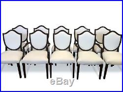 Stunning set 12 shield back style Mahogany Dining Chairs, Pro French polished