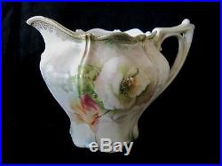 Superb Antique Art Nouveau RS Prussia Roses Tea Set White Tiffany Satin Finish