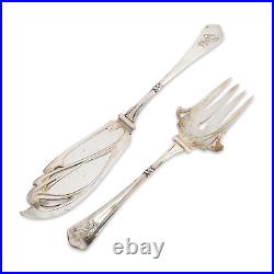 Superb German Art Nouveau 800 Silver Parcel Gilt 2pc Fish Serving Set