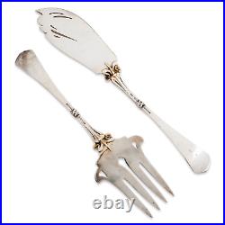 Superb German Art Nouveau 800 Silver Parcel Gilt 2pc Fish Serving Set