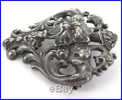 Superb Gothic / Antique / Heavy Set Quality Art Nouveau Sterling Silver Brooch