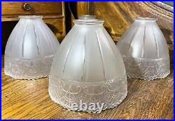 Superb HTF Set of 4 Gillinder Art Nouveau Lamp Fixture Shades, c. 1907