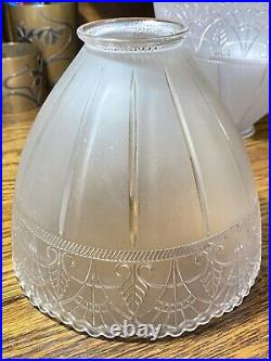 Superb HTF Set of 4 Gillinder Art Nouveau Lamp Fixture Shades, c. 1907