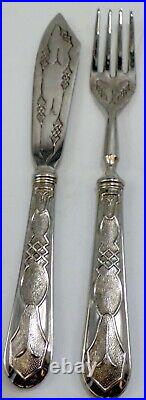 Sweden Swedish 800 Silver Art Nouveau Fish Set Fork & Knife 7.25 101.8 Grams