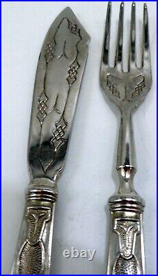 Sweden Swedish 800 Silver Art Nouveau Fish Set Fork & Knife 7.25 101.8 Grams