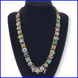 Sweet Romance Desert Gypsy Vee Necklace Bracelet Set Colorful Mosaic Art Nouveau
