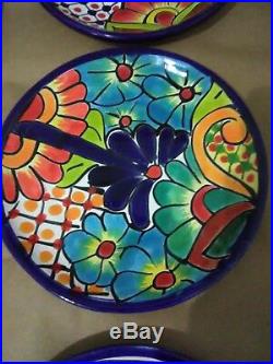 Talavera 24 Piece Dinnerware Settings, Handpainted from Mexico Folk Art