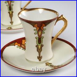 Thirteen (13) Piece Haviland & Gda Limoges Art Nouveau Porcelain Chocolate Set