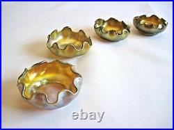 Tiffany L. C. T. Gold Favrile Glass Salt Dishes, Ruffled Edge, Set of Four