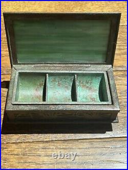 Tiffany Studios Antique Art Nouveau Pine Needle Desk Set Stamp Box
