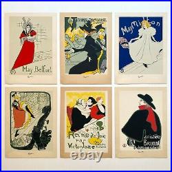 Toulouse Lautrec Rare 1940's Silkscreen Print French Art Nouveau Posters 6p Set