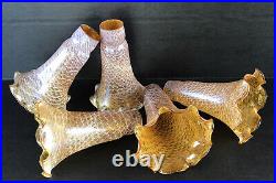 Trumpet Lily Lamp Shades Snakeskin Art Glass Tiffany Style Amber Set Of 5