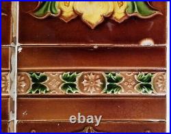 Ultra Rare Antique Art Nouveau Honeycomb Fireplace Tile Set by Henry Richards