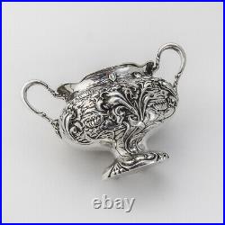 Unger Brothers Repousse Floral 3 Piece Demitasse Set Sterling Silver