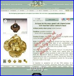 Unique Art Nouveau Gold Diamond Set Opening Lucky Clover Locket 18ctYellow Gold