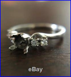 Unique Vintage Platinum Iridium curved Engagement ring semimount ring setting