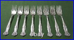 VINTAGE 8 Salad Forks 1904 Silverplate Rogers Decorated Backs No Monograms TC