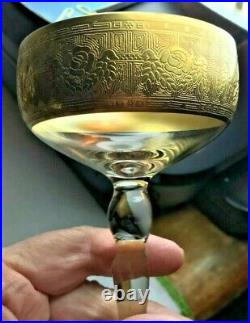 VINTAGE Glastonbury Lotus GOLDENROD Gold Encrusted Champagne/tall sherbet set 5