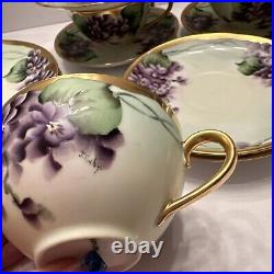 VTG 1900's Gotham Lustria Austria Germany China Tea Set Violets Signed 18 Pieces