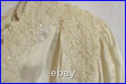 VTG? Victoria's Secret Art Nouveau Bridal Nightgown & Robe Set Ivory Satin? , L