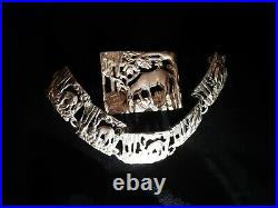 Vintage ART NOUVEAU Sterling Silver Brooch & Bracelet Set Deer Buck Animal Pin