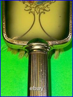 Vintage Art Nouveau Floral Vanity Set Brush Mirror Comb Gold