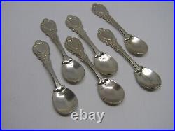 Vintage Art Nouveau Set of 6 Sterling Silver Heart Design Salt Spoons