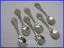 Vintage Art Nouveau Set of 6 Sterling Silver Heart Design Salt Spoons