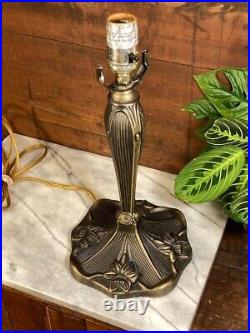 Vintage Cast Metal Table Lamp Base SET Art Nouveau Lotus Flower Deco Victorian