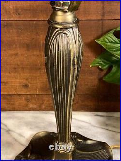 Vintage Cast Metal Table Lamp Base SET Art Nouveau Lotus Flower Deco Victorian