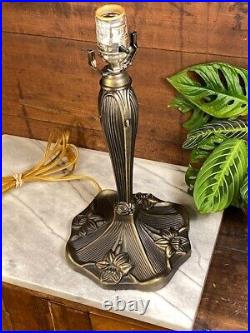 Vintage Cast Metal Table Lamp Base SET Art Nouveau Lotus Flower Deco Victorian