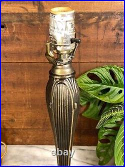 Vintage Cast Metal Table Lamp Base SET Art Nouveau Lotus Flower Deco Victorian