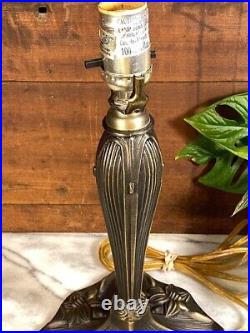 Vintage Cast Metal Table Lamp Base SET Art Nouveau Lotus Flower Deco Victorian