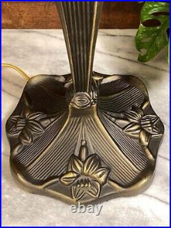 Vintage Cast Metal Table Lamp Base SET Art Nouveau Lotus Flower Deco Victorian