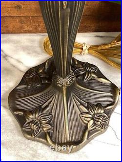 Vintage Cast Metal Table Lamp Base SET Art Nouveau Lotus Flower Deco Victorian