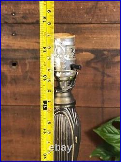 Vintage Cast Metal Table Lamp Base SET Art Nouveau Lotus Flower Deco Victorian