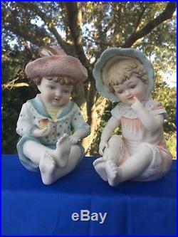 Vintage French Provincial 6/3 PIANO BABIES Boy & Girl Porcelain SET of 2 m17