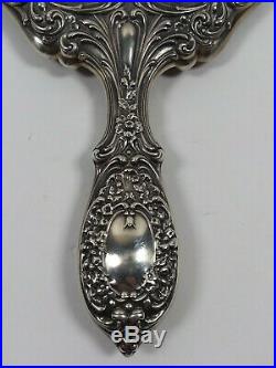 Vintage Gorham Sterling Silver Round Hand Mirror and Brush #23 Vanity Set