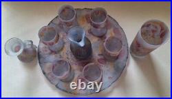 Vintage Holy Land Reuven Hebron Art Nouveau Pitcher Goblet Glass Set 8 + Bonus 2