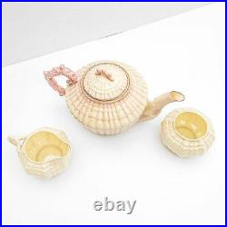 Vintage Irish Belleek Pink Limpet Shell Neptune Porcelain Tea Set, pot, 5th mark