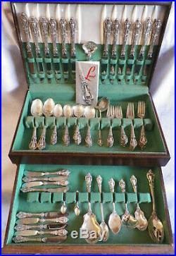 Vintage Lunt Eloquence Sterling Silver 91 Piece Flatware Set With Case
