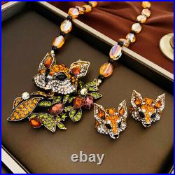Vintage Necklace set Fox Design Art Nouveau Bib Necklace