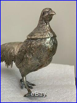 Vintage RING TAILED PHEASANT Silver Plate Oheasant Figurine SET Of 2 Male Female
