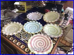 Vintage Rare MacKenzie Childs Ruffled Lollipop Plates Set of Six 9