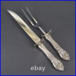 Vintage Roast Carving Set With Art Nouveau Inspired Sterling Silver Handles