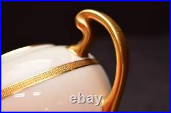 Vintage SET 2 TUXEDO White GOLD Sugar Bowl & Creamer GREEN Backstamp Art Nouveau