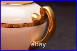 Vintage SET 2 TUXEDO White GOLD Sugar Bowl & Creamer GREEN Backstamp Art Nouveau