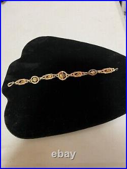 Vintage Solid 10k Gold 23.3 g. MultiGold Art Nouveau Bracelet/Earrings Set