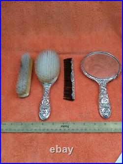 Vintage Sterling Silver Hallmarked Vanity Set, Brushes, Comb & Mirror 1982